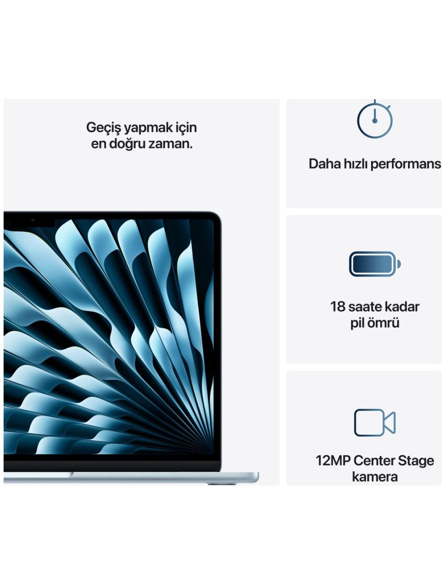 Apple MacBook Air M4 16GB 256GB SSD macOS 13" Taşınabilir Bilgisayar Gök Mavisi MC6T4TU/A